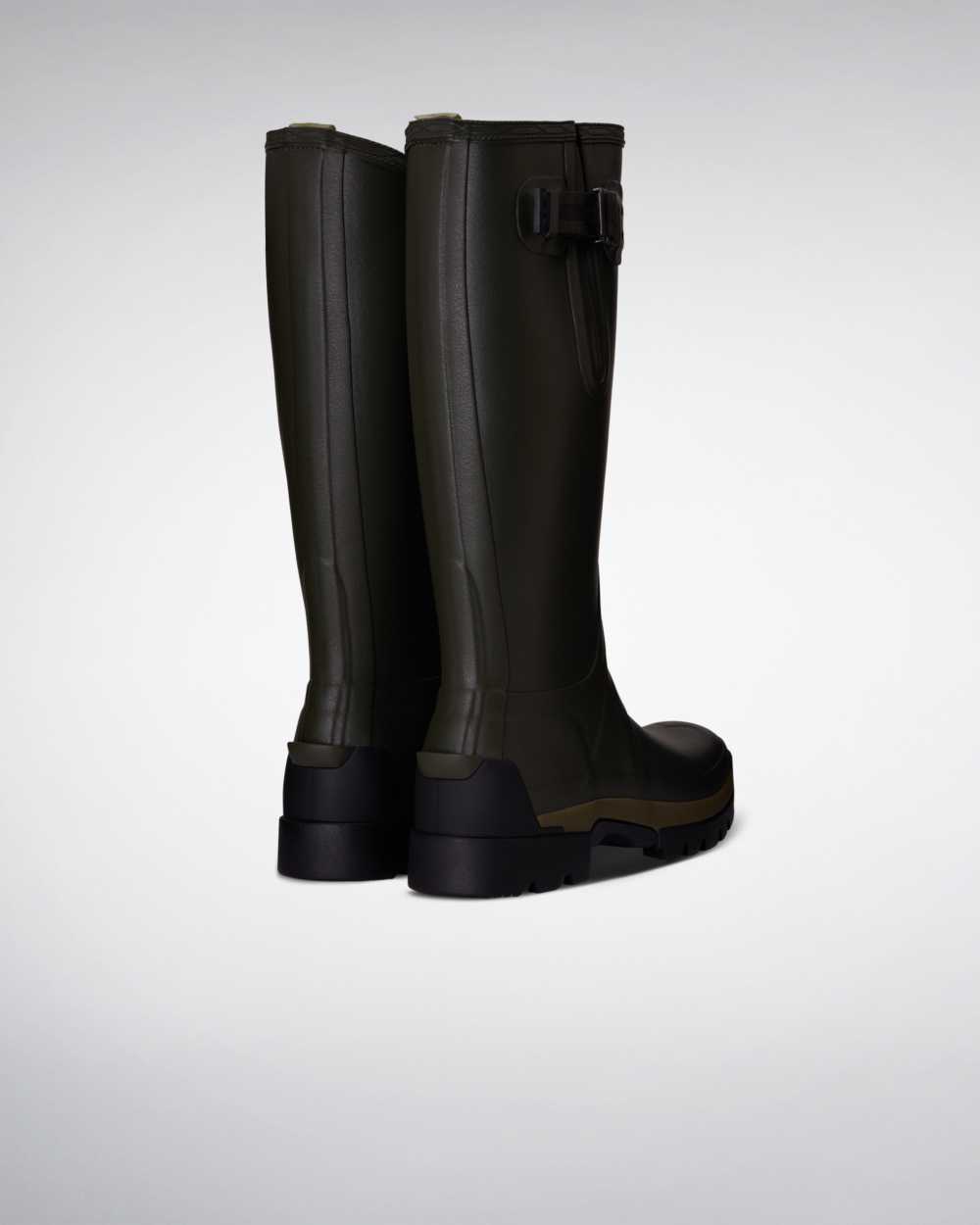 Hunter Balmoral Side Adjustable 3mm Neoprene Women's Rain Boots NZ-51248T Dark Olive